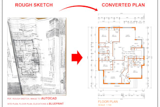 convert rough sketches, pdf, image into editable  autocad