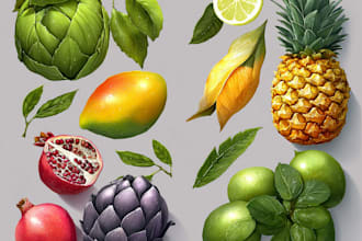 draw realistic plants, vegetables, fruits