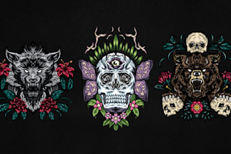 design merch illustrations in my own drawing style