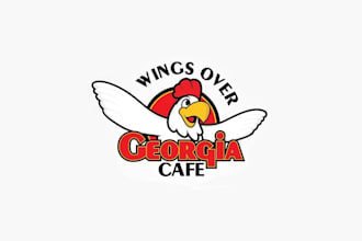 design amazing wings over georgia cafe logo