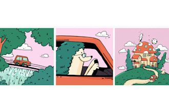 create playful cartoon art for comic or storybook