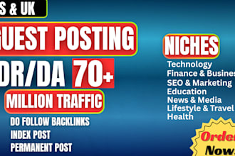 write and publish US and UK guest post for SEO high DR backlinks that rank