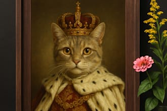 create a royal pet portrait in historical costume
