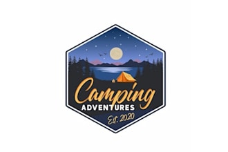 design minimal cal beach camping logo