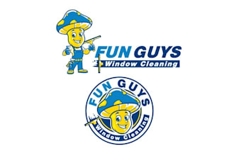 design powerful guys window cleaning logo