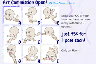 draw your character in chibi style with specific pose