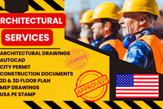 do architectural drawings, floor plans, mep, construction docs with pe stamp