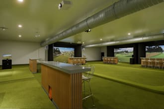 renew 3d virtual golf simulator,sport facility,golf furniture,bar interior, cgi
