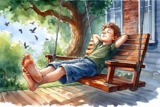create heartwarming children book illustrations with personality