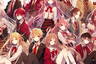 create a anime and cartoon character illustration