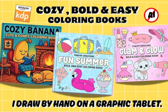 create cute, bold and easy coloring book for amazon KDP
