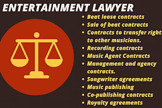draft or review standard music, film, and entertainment contracts agreements