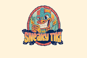 design unique fun  tiki bar logo