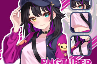 design pngtuber, giftuber, pngtuber plus, veadotube in chibi anime vtuber style