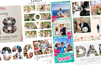 make photo collage, photo strips, photo book, photo booth, album, vision board