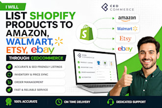 list shopify products to amazon, walmart, etsy, ebay through cedcommerce
