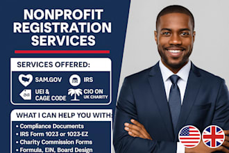 register your nonprofit, sam gov, 501c3, uei, cage, cio, 8a, charity