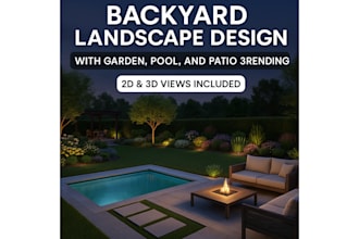 design a backyard landscape design, garden, pool, patio