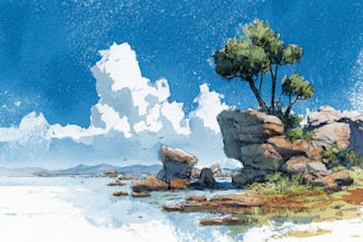 draw a watercolor landscape illustration