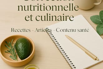 corriger vos recettes, articles culinaires et textes en nutrition