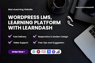 build wordpress lms site with learndash, learnpress, tutor lms elearning