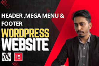 design custom wordpress header footer and mega menu with elementor