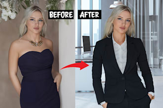 dress change and retouch headshot corporate portrait in 1 hr