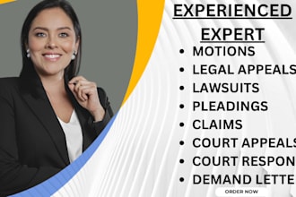 draft ready to file pleadings, motions, lawsuits , petitions and legal opinion