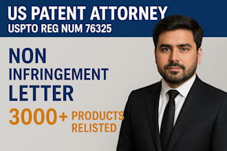 draft patent non infringement letter as US licensed amazon legal counsel