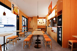 visualize 3d bar  restaurant, cafes, pubs, fast food, steakhouse, bistros render