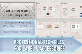professional label and accessory tech pack design