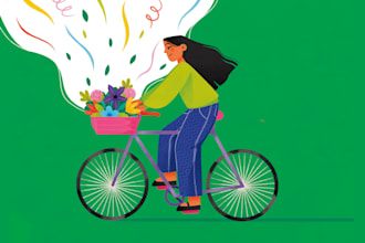 draw advertising editorial illustration in flat style