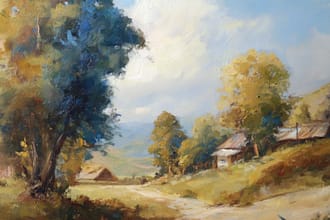 paint landscape in real oil painting