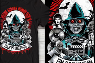 make custom move horror film production or t shirt logo design