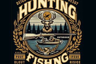 create t shirt hunting fishing outdoor vintage badge logo