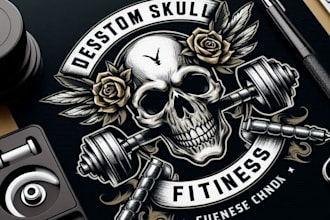 design custom skull gym fitness logo