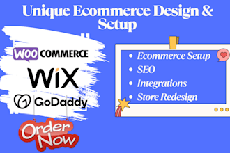 create online store or webshop with wordpress woocommerce, wix, godaddy store
