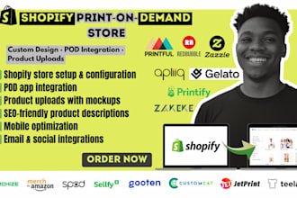 setup etsy shopify print on demand, shopify pod with apliiq, zakeke, gelato, pod