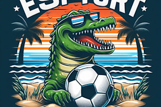 design high quality esport football beach crocodile logo with t shirt design