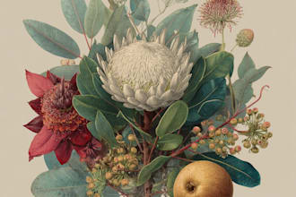 illustrate digitally realistic botanical fruits or veggies