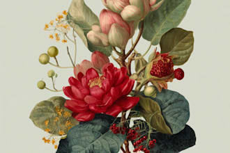 create digital drawings of botanical, animals and birds