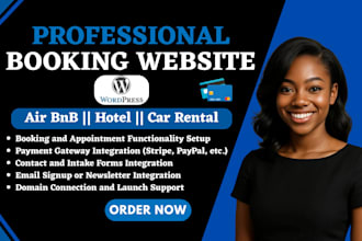 design a professional booking website for car rental, hotel, taxi or airbnb