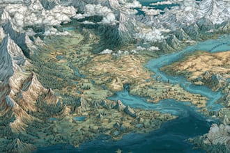 draw  fantasy map illustration for dnd,