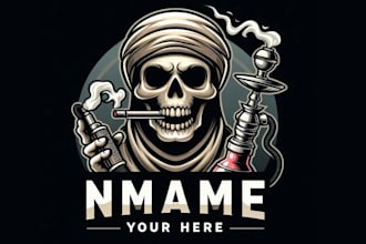 design custom mascot skull hookah logo