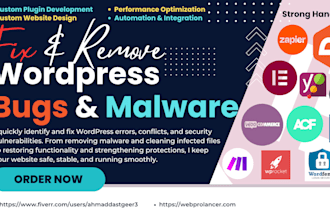 fix wordpress errors, bugs, and remove malware fast
