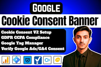 setup google cookie consent banner, cookie consent mode v2 gdpr via tag manager