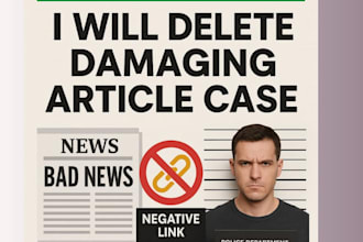 delete damaging articles case false bad news negative link remove mugshot