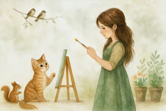 whimsical watercolor children storybook illustration