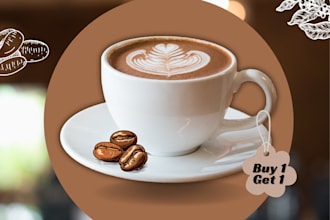 create coffee shop poster design in illustratoe
