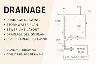 provide professional drainage drawing, sewer line layout and stormwater plan